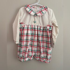 Cecil and Lou Red and Green Christmas Romper